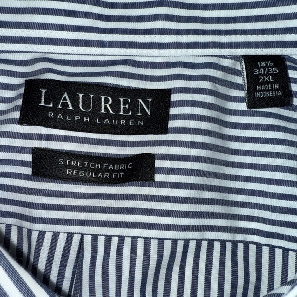 Lauren Ralph Lauren Black Label Shirt Mens 2XL 18 1/2 34/35 Stretch Regular Fit - Picture 6 of 7
